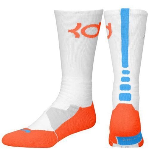 Nike KD Hyper Elite Basketball Crew Socks (White/Team Orange/Photo Blue)