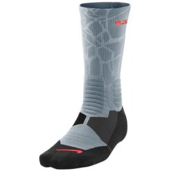 Nike Lebron Hyper Elite Basketball Crew Socks (Dove Grey/Hot Lava) - Image 2