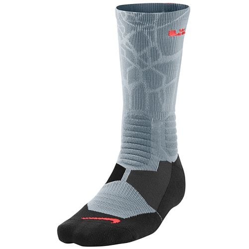 Nike Lebron Hyper Elite Basketball Crew Socks (Dove Grey/Hot Lava) - Image 2
