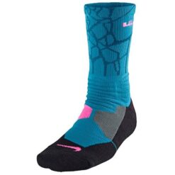 Nike Lebron Hyper Elite Basketball Crew Socks(Light Blue Laquer/Pink Pow) - Image 2