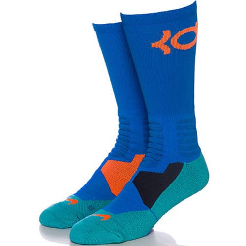 Nike KD Hyper Elite Basketball Crew Socks (Light Blue Lacquer/Total Orange/Clearwater)
